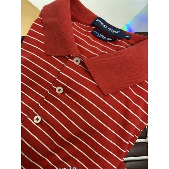Polo Ralph Lauren Other - Polo Ralph Lauren Pima Soft Touch Stripe Red SS‎  Polo Shirt Size Medium Logo